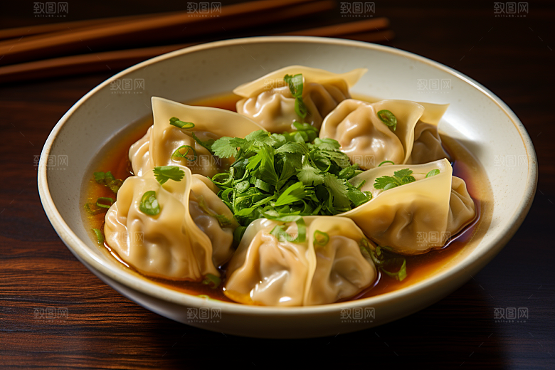 云吞饺子美味馄饨摄影图