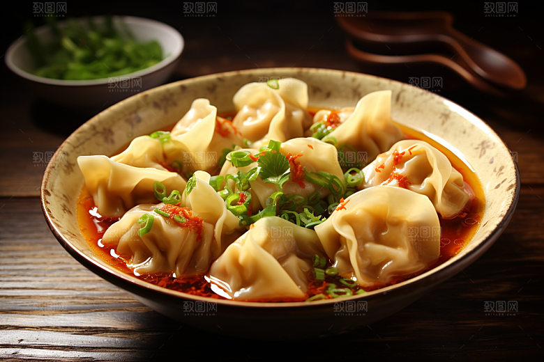 云吞饺子早饭面食摄影图