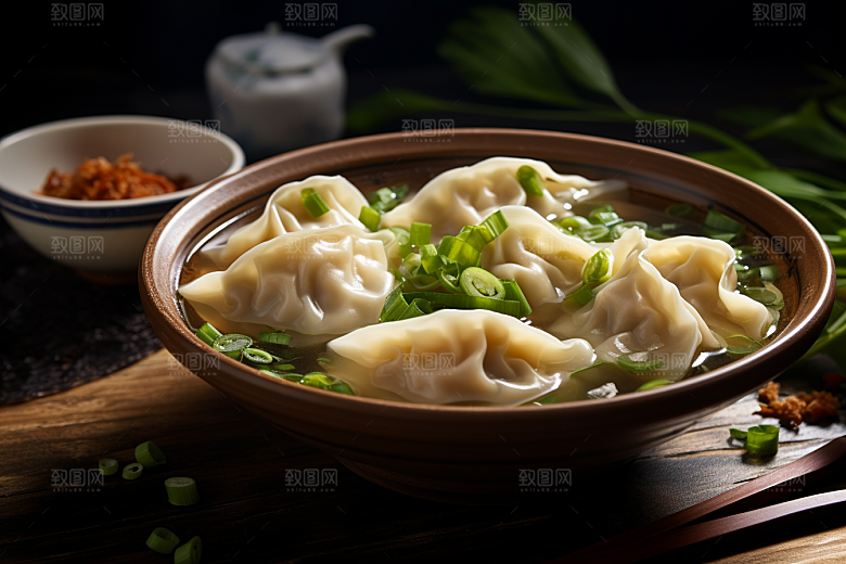 云吞饺子馄饨早饭摄影图