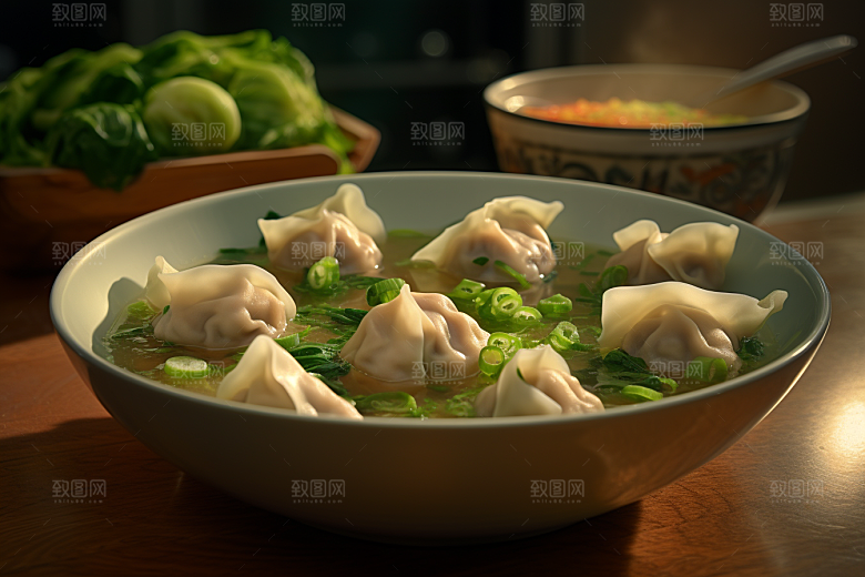 云吞饺子馄饨美味摄影图