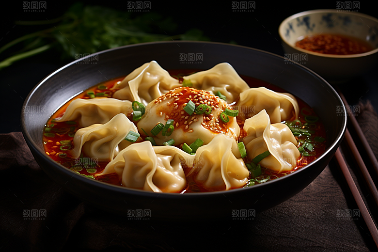 云吞饺子素材早饭摄影图