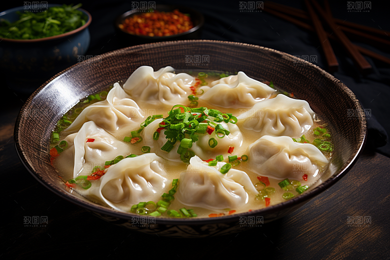 云吞饺子早饭高清摄影图