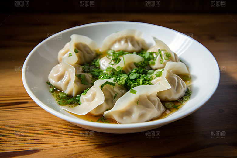 云吞饺子美味面食摄影图