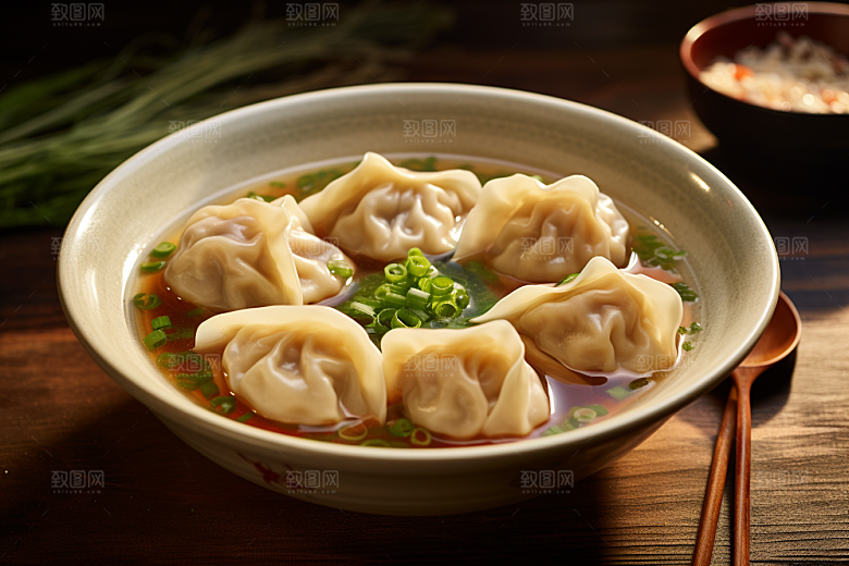 云吞饺子美味面食摄影图