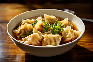 云吞饺子面食美味摄影图
