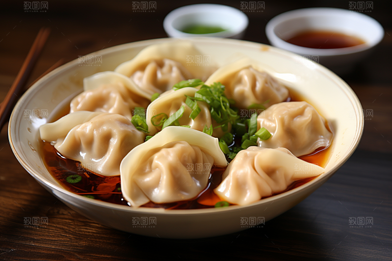 云吞饺子美味早饭摄影图