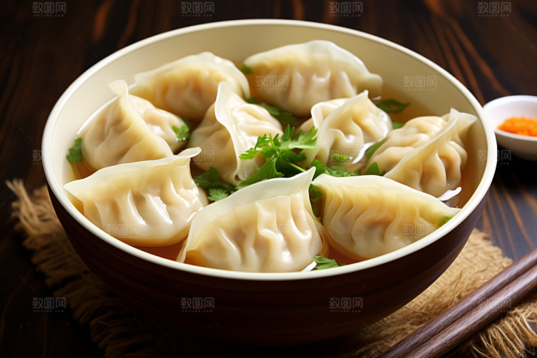 云吞饺子美食美味摄影图