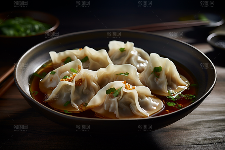 云吞饺子面食美食摄影图