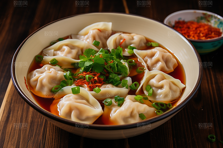 云吞饺子馄饨小吃摄影图