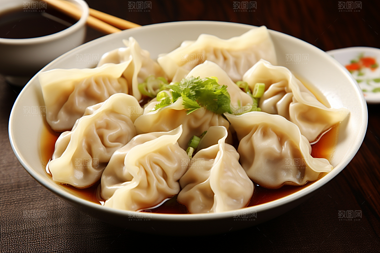 云吞饺子美食小吃摄影图