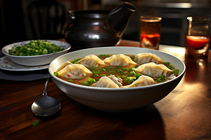 云吞饺子馄饨小吃摄影图