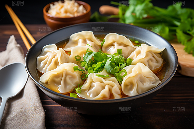 云吞饺子早饭面食摄影图