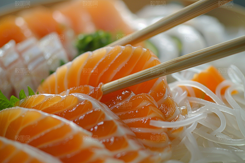 生鱼片鱼肉鱼生摄影图