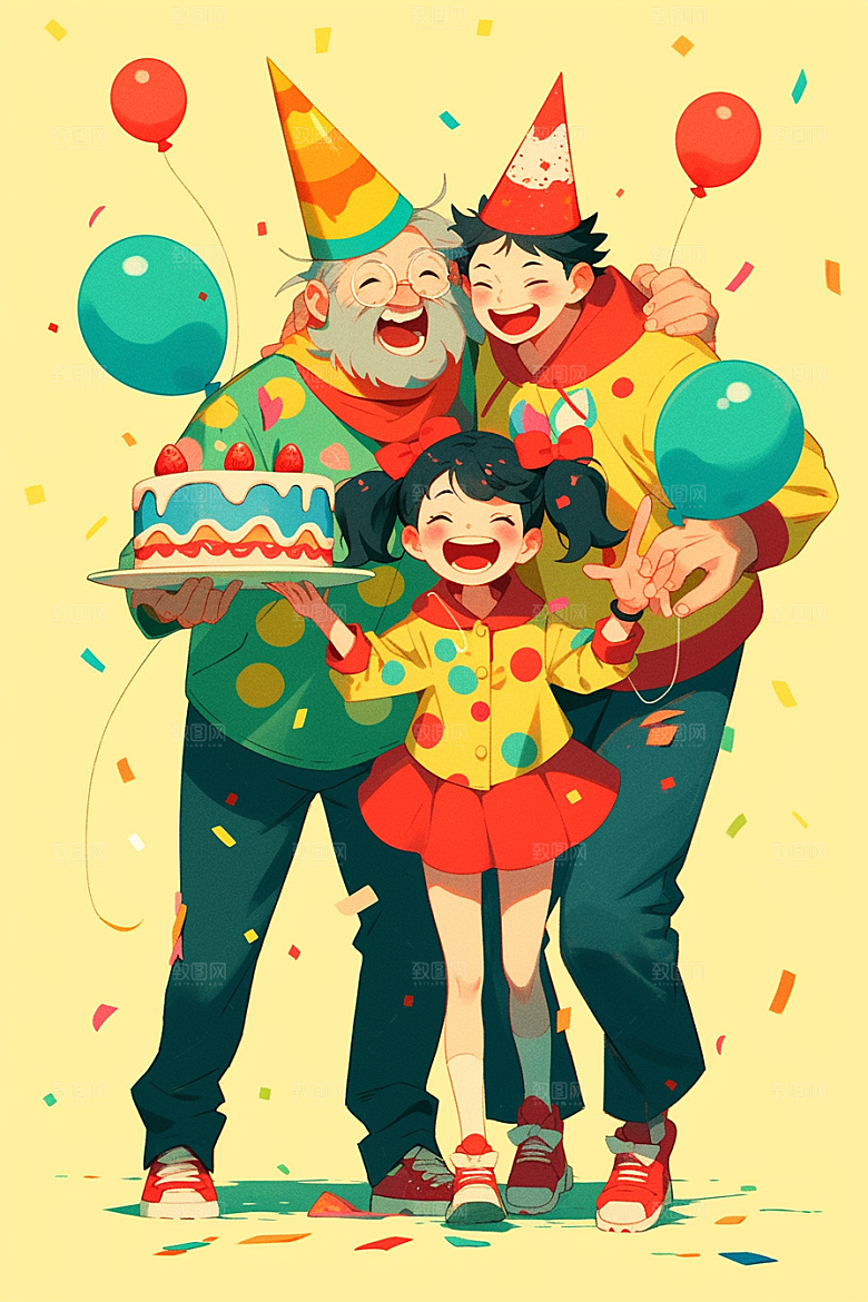 愚人节派对欢乐彩色插画