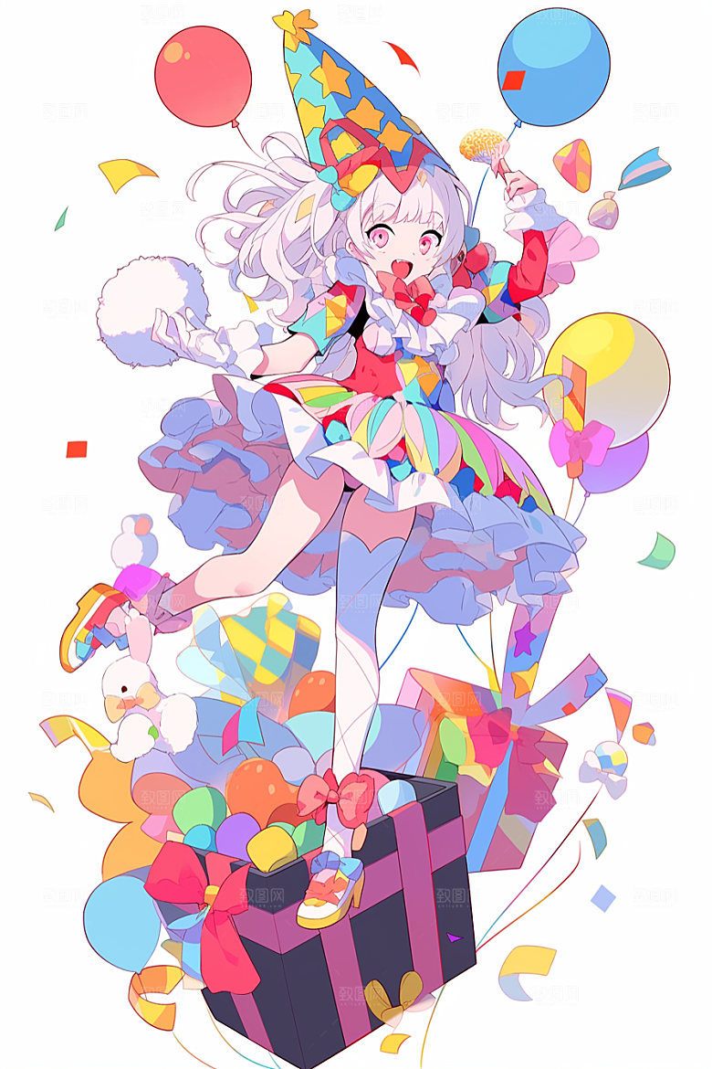 愚人节派对节日欢乐插画
