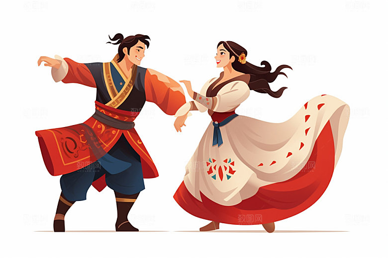 藏族人物手绘形象插画