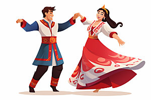 藏族人物传统手绘插画