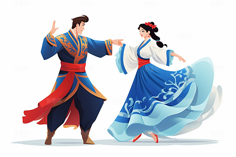 藏族人物少数民族手绘插画
