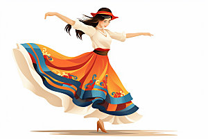 藏族人物舞蹈少数民族插画