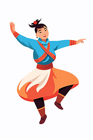 藏族人物形象传统插画