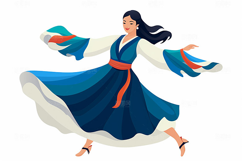 藏族人物手绘少数民族插画