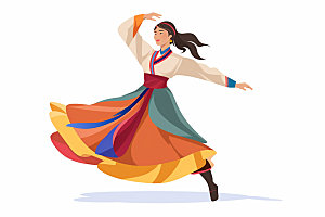 藏族人物传统少数民族插画