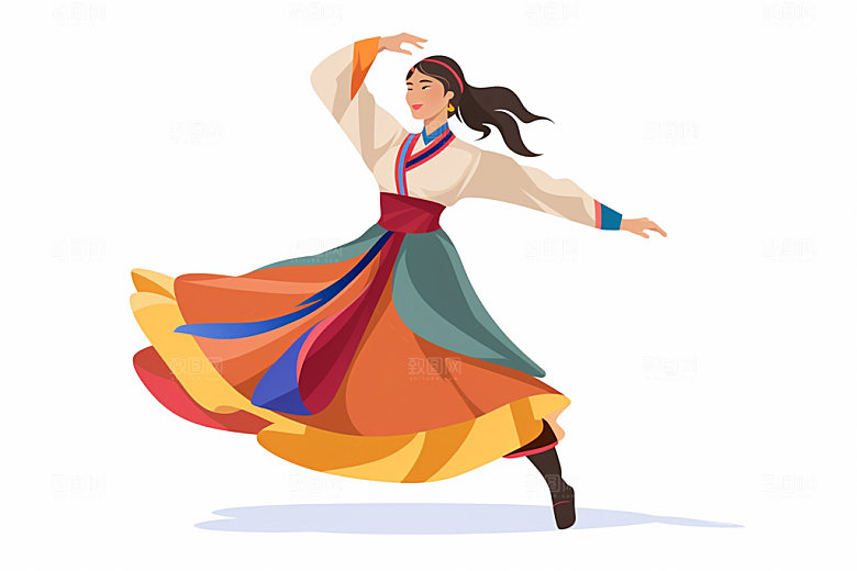藏族人物传统少数民族插画