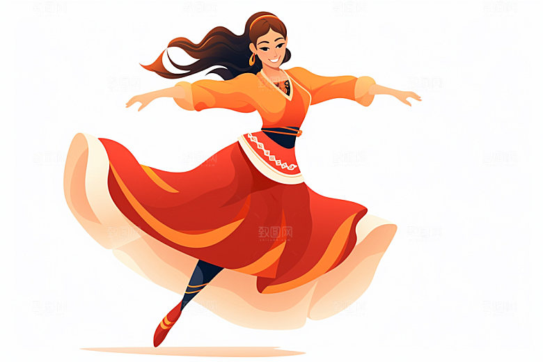 藏族人物少数民族手绘插画