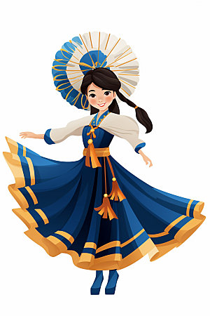 藏族人物传统舞蹈插画
