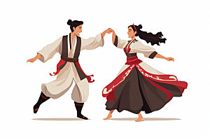 藏族人物形象传统插画
