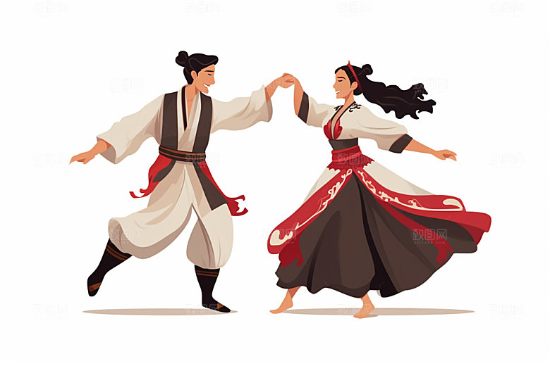 藏族人物形象传统插画