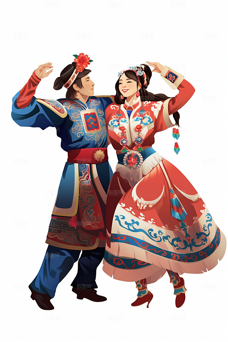 藏族人物形象少数民族插画