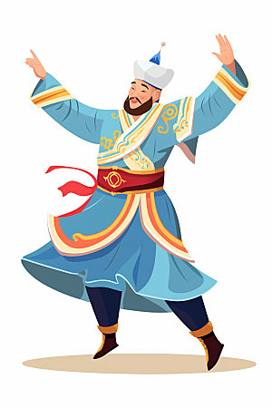 藏族人物手绘传统插画