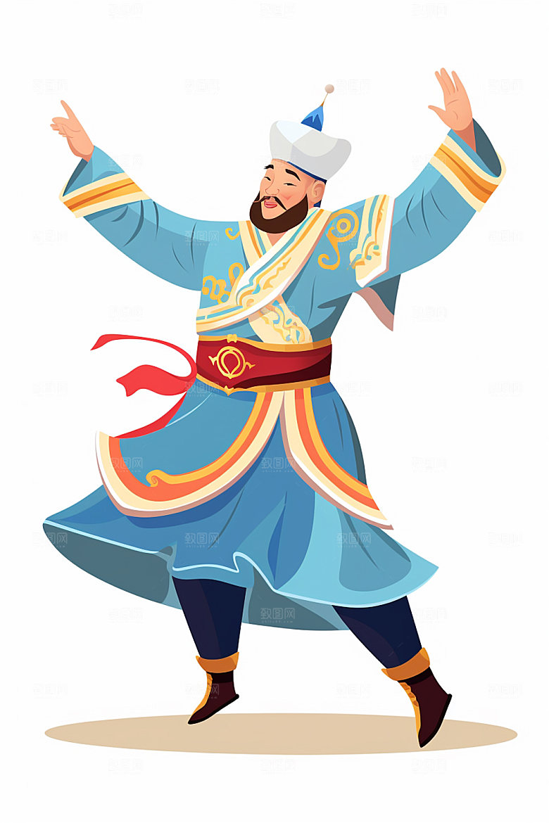 藏族人物手绘传统插画