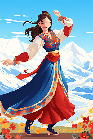藏族人物形象少数民族插画