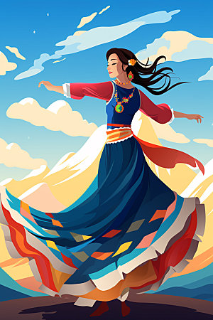 藏族人物少数民族传统插画