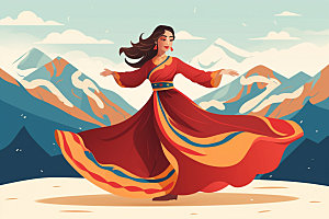 藏族人物传统形象插画