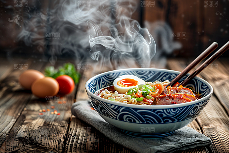 早餐面条美食高清摄影图