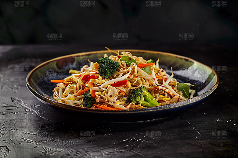 早餐面条汤面美味摄影图