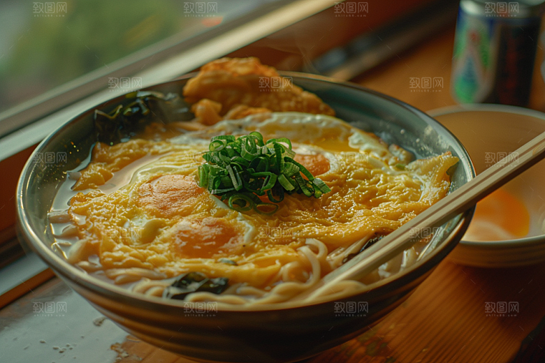 早餐面条小吃美食摄影图