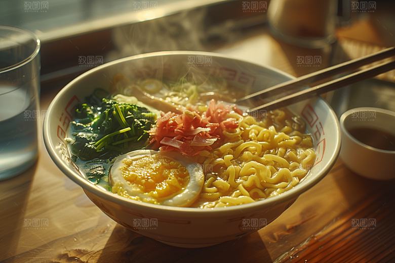 早餐面条美食高清摄影图