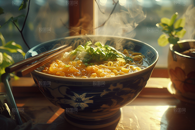 早餐面条汤面面条摄影图