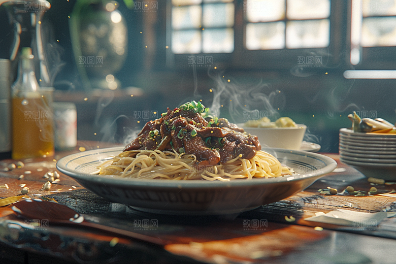 早餐面条美食小吃摄影图