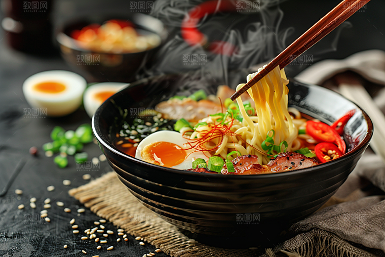 早餐面条汤面美食摄影图