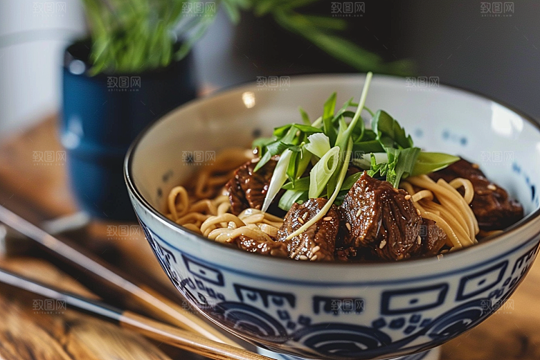 早餐面条汤面拉面摄影图