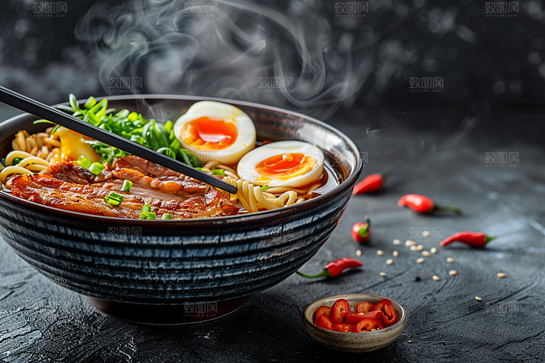 早餐面条汤面美食摄影图