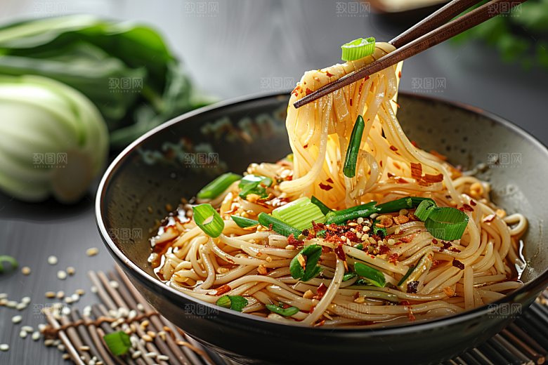 早餐面条美食高清摄影图