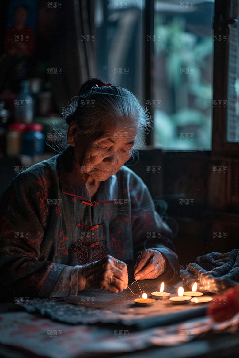 母亲织毛衣期望慈母手中线摄影图