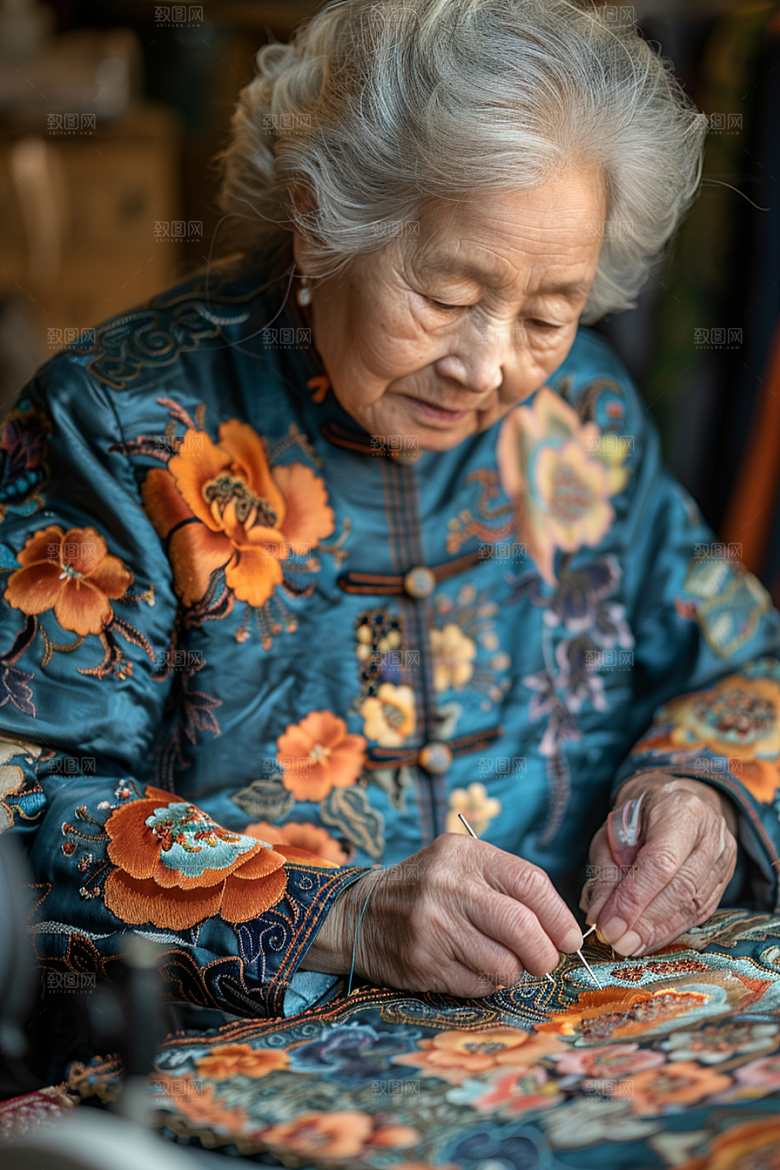 母亲织毛衣期望慈母手中线摄影图