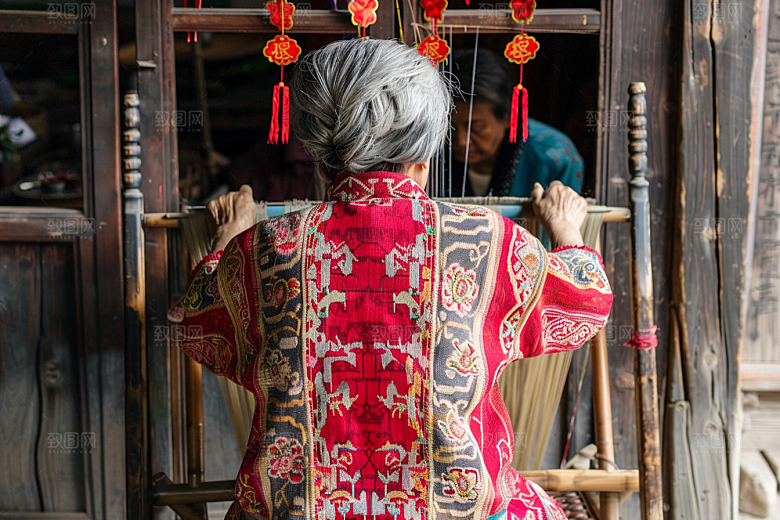 母亲织毛衣背影慈母手中线摄影图